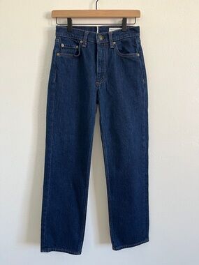 rag & bone Harlow Mid Rise Ankle Straight Jeans Size 25 Dark Rinse